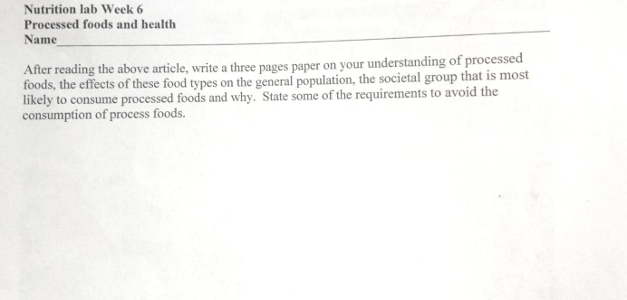 Solved Nutrition Lab Week 6 Processed Foods And Health Name | Chegg.com