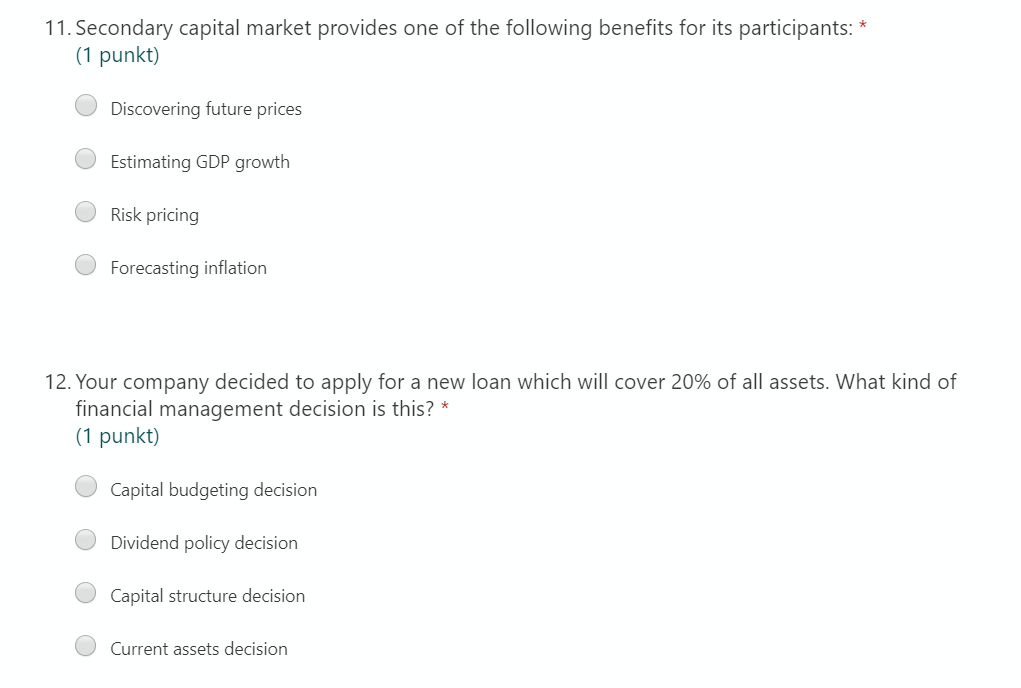 Solved 11 Secondary Capital Market Provides One Of The F Chegg Com