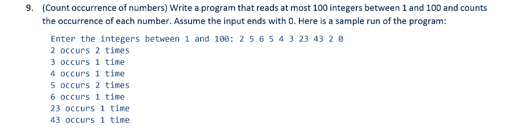 solved-count-occurrence-numbers-write-program-reads-100-i