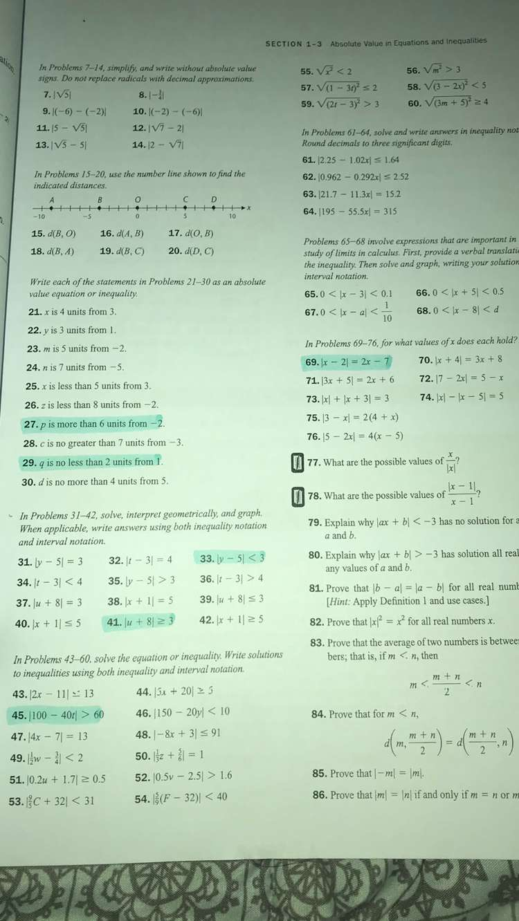 Section 1 3 Absolute Value In Equations And Chegg Com