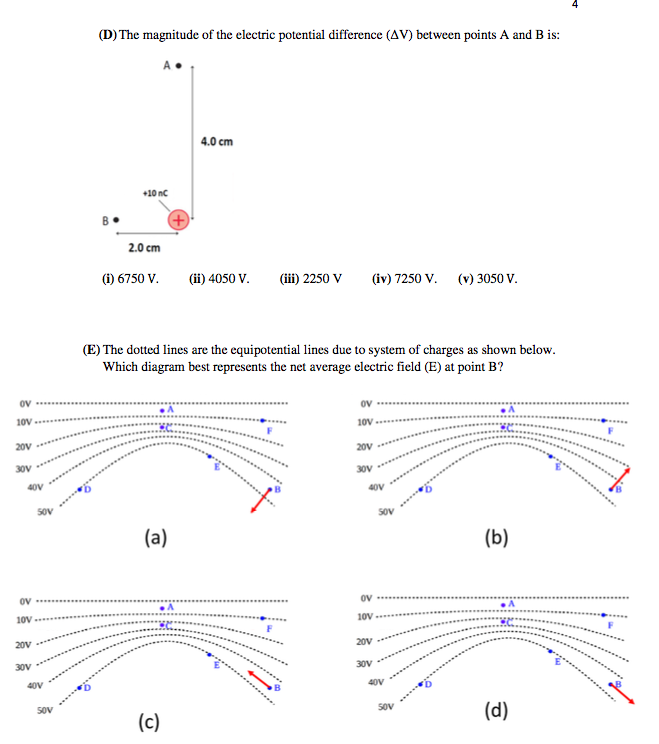 Solved (D) The magnitude of the electric potential | Chegg.com