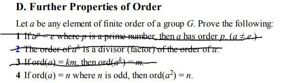 Solved D. Further Properties of Order Let a be any element | Chegg.com