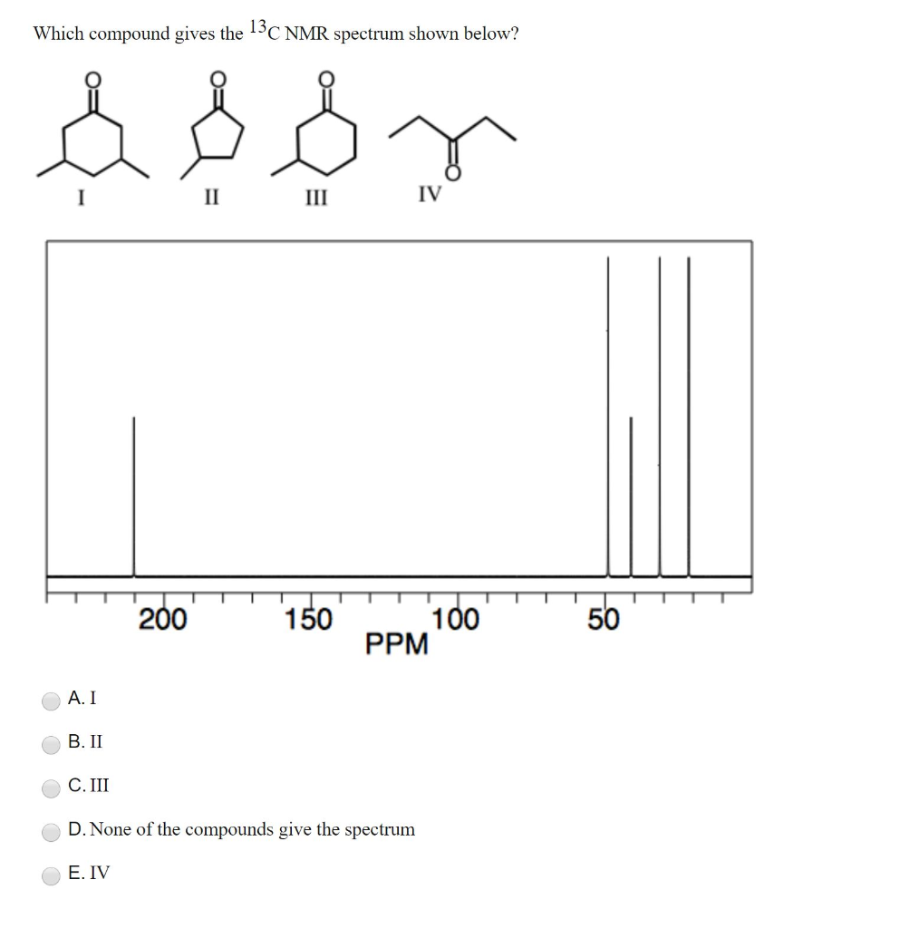 Solved Which Compound Gives The 13c Nmr Spectrum Shown 5442