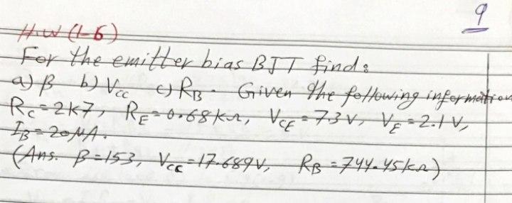 Solved 9 For The Emitter Bias Btt Find A Ss B Vee Rs G Chegg Com