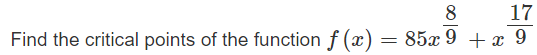 Solved Find the critical points of the function | Chegg.com