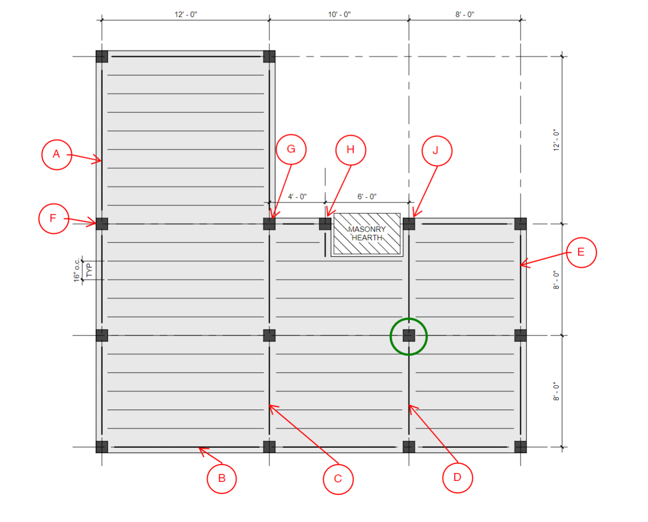 The plan below represents the ground floor framing of | Chegg.com