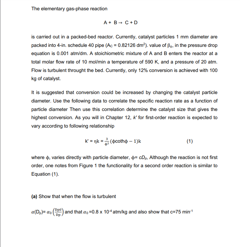 Solved The elementary gas-phase reaction A + B + C +D is | Chegg.com