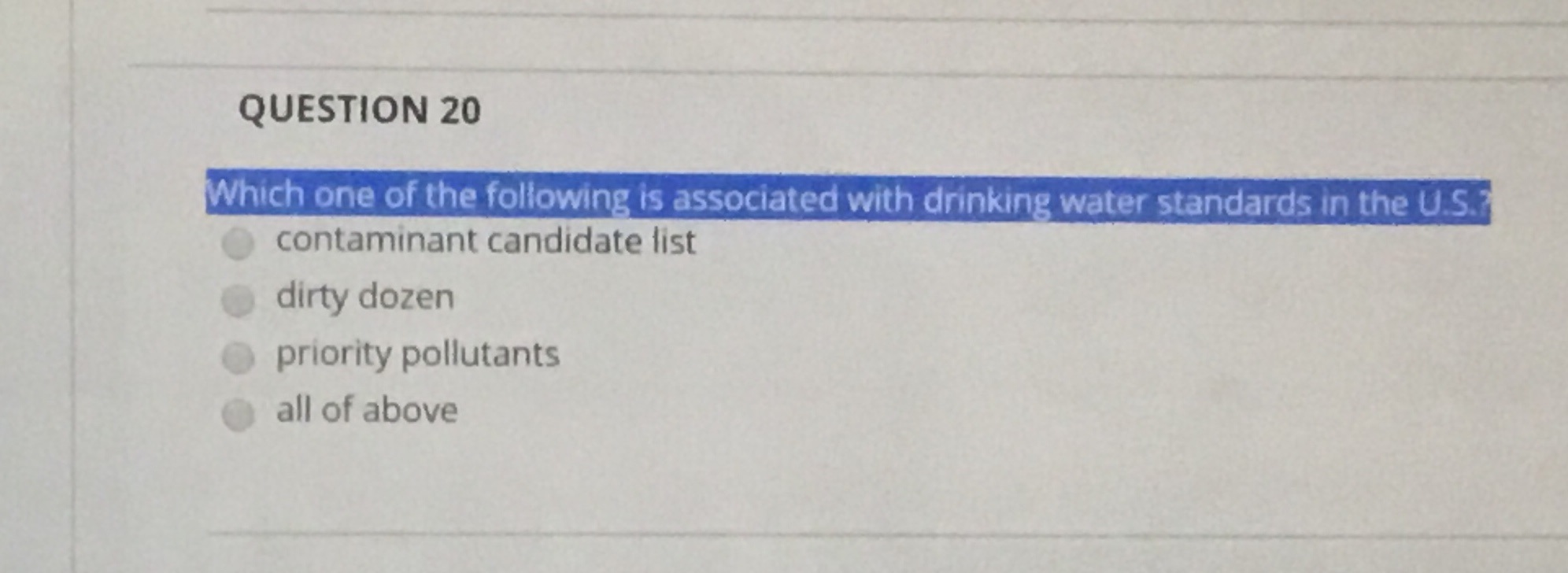 Solved QUESTION 13 Which of the following water most likely