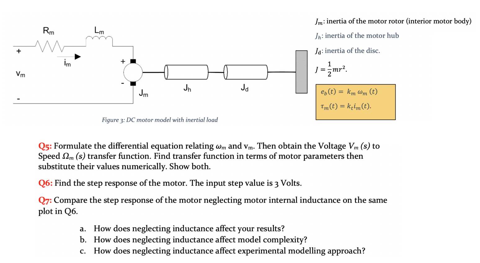 Jm: inertia of the motor rotor (interior motor body) | Chegg.com