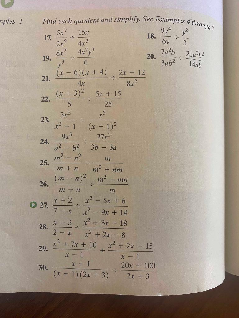 Solved ples 1 Find each quotient and simplify. See Examples | Chegg.com