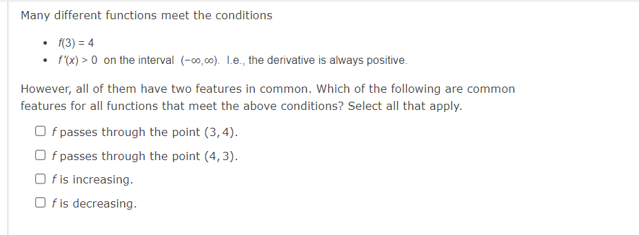 Solved Many different functions meet the conditions - f(3)=4 | Chegg.com