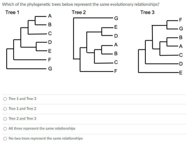 Solved Which of the phylogenetic trees below represent the | Chegg.com