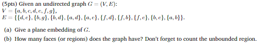 Solved V = (5pts) Given an undirected graph G =(V, E): = | Chegg.com