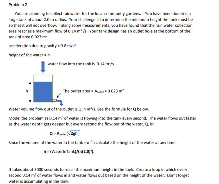 Solved Problem 2 You are planning to collect rainwater for | Chegg.com