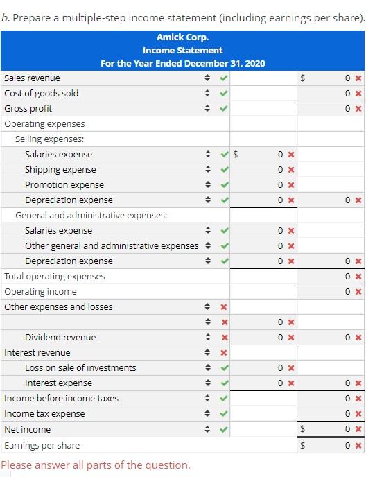 Solved Preparing A Single Step And A Multiple Step Income 9116