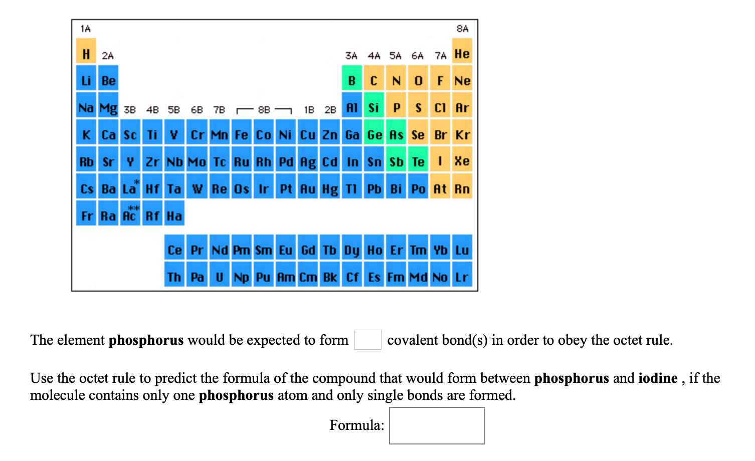 Solved 1A 8A H 2A 3A 4A 5A 6A 7A He Li Be B C N O F Ne Na Mg | Chegg.com