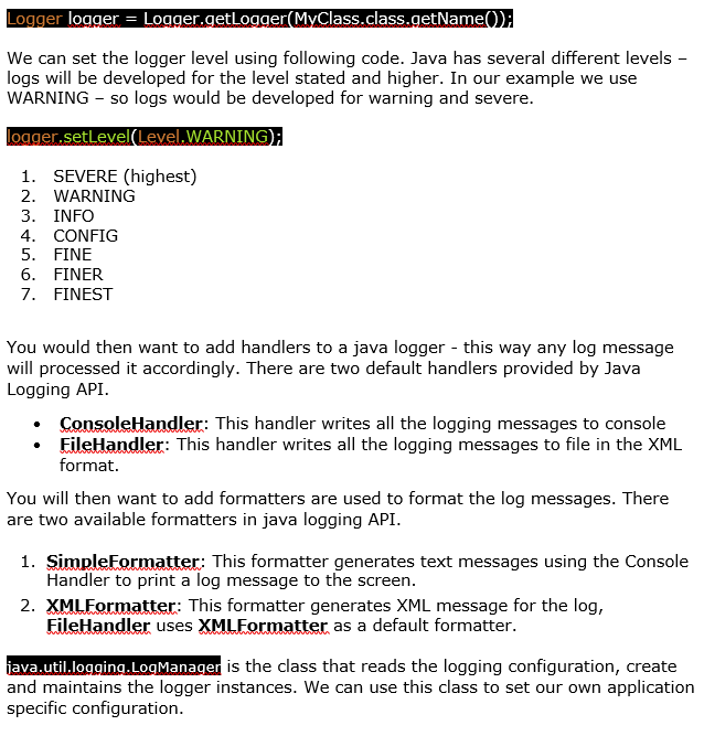 Logger logger = | Chegg.com