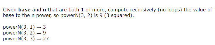 Solved Given base and n that are both 1 or more, compute | Chegg.com