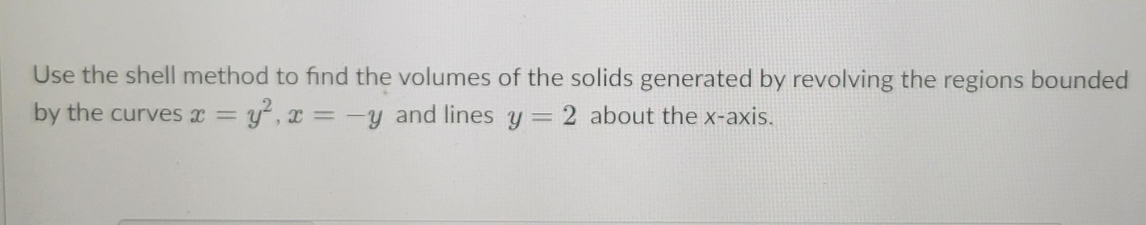 Solved Use the shell method to find the volumes of the | Chegg.com