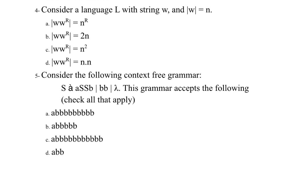 Solved A 4 Consider A Language L With String W And W Chegg Com