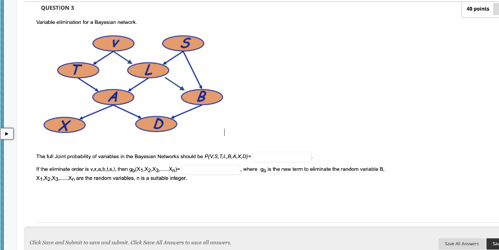 Solved QUESTION 3 40 points Variable elimination for a | Chegg.com