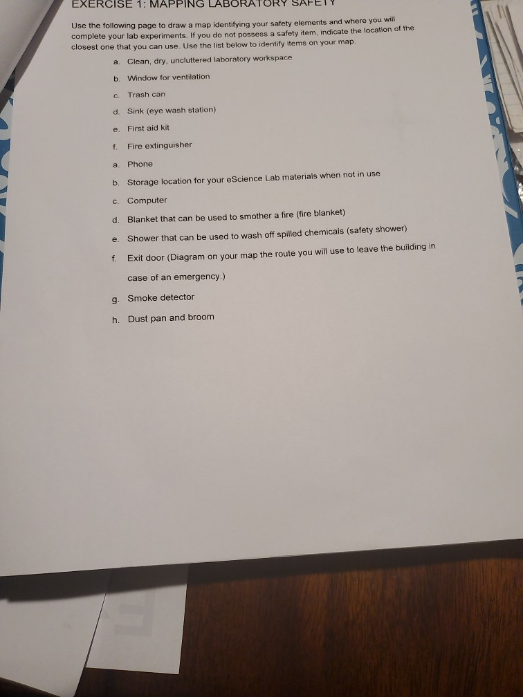 EXERCISE 1: MAPPING LABORATORY SAFET Use the | Chegg.com