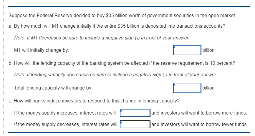 Solved Suppose The Federal Reserve Decided To Buy $35 | Chegg.com