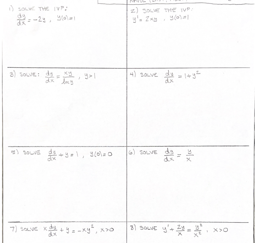 Solved 1 Solve The Ivp Dxdy −2y Y 0 1 3 Solve