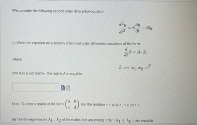 Solved We consider the following secand order dfflerentisl | Chegg.com