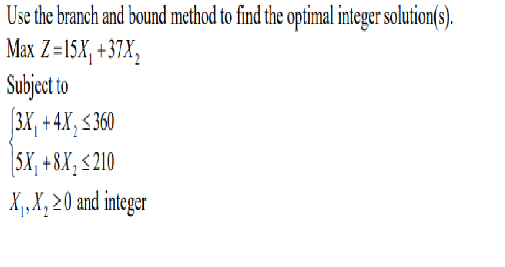 Solved = Use the branch and bound method to find the optimal | Chegg.com