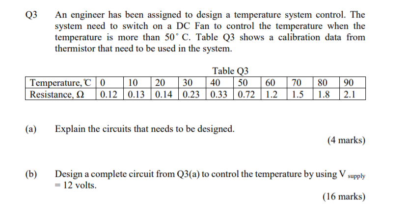 Solved Q3 An engineer has been assigned to design a | Chegg.com