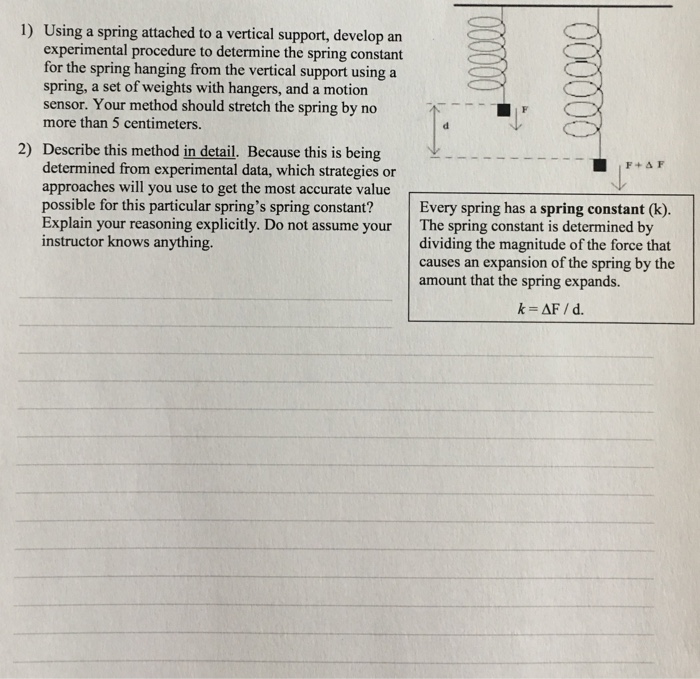 Solved Using a spring attached to a vertical support, | Chegg.com