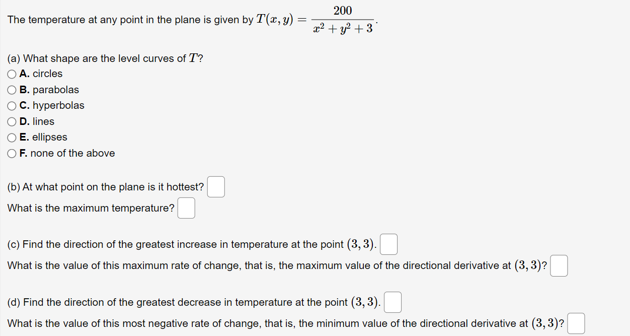 Solved The temperature at any point in the plane is given by | Chegg.com