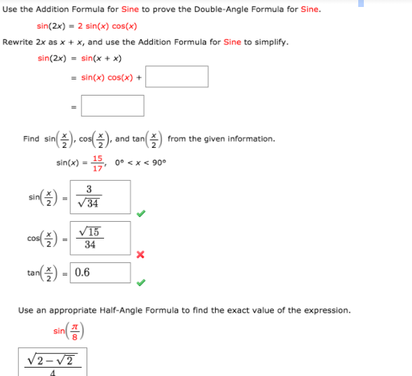 Solved Use The Addition Formula For Sine To Prove The