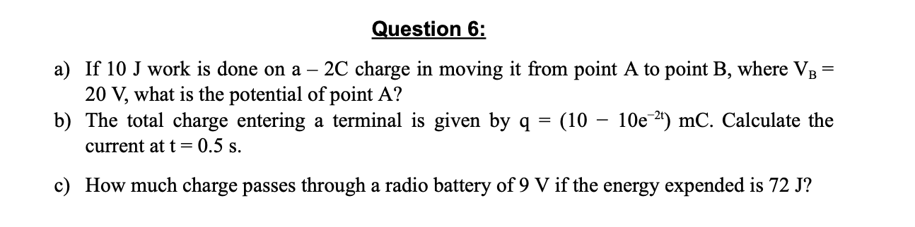 Solved A) If 10 J Work Is Done On A−2C Charge In Moving It | Chegg.com