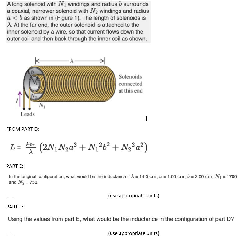 Solved A Long Solenoid With N1 Windings And Radius B | Chegg.com