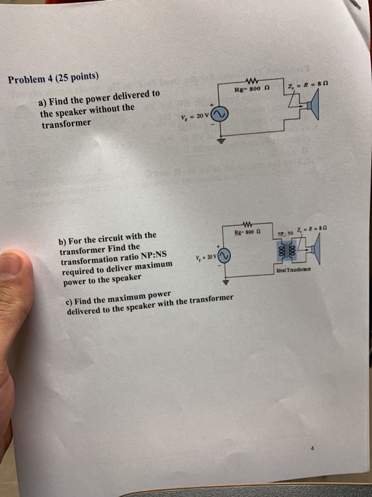 Solved Problem 4 25 Points A Find The Power Delivered To Chegg Solved Problem 4 25 Points A Find The Power Delivered To Chegg