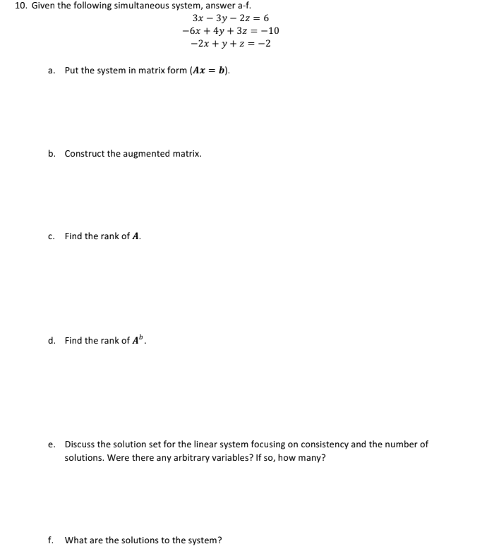 Solved D. Given the following simultaneous system, answer | Chegg.com