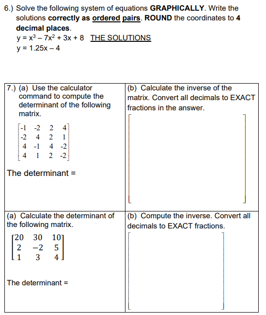 Solved 6.) Solve the following system of equations | Chegg.com