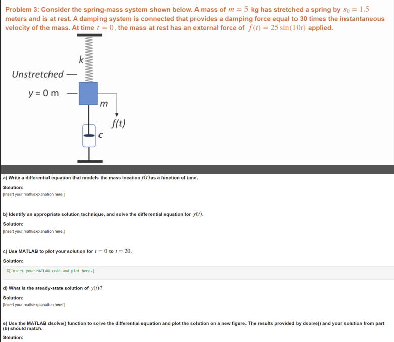 Solved Problem 3: Consider The Spring-mass System Shown | Chegg.com