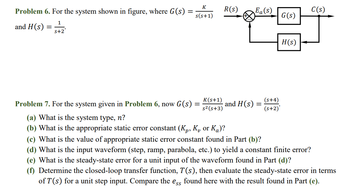Solved by an EXPERT Problem 6. ﻿For the system shown in ﻿figure, where ...