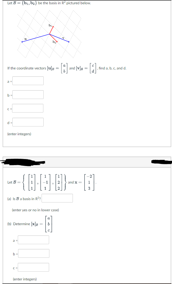 Solved Let B={b1,b2} Be The Basis In R2 Pictured Below. If | Chegg.com