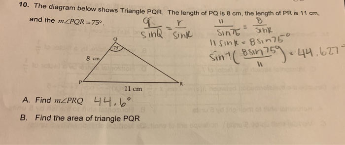 Solved The Diagram Below Shows Triangle Pqr The Length Of