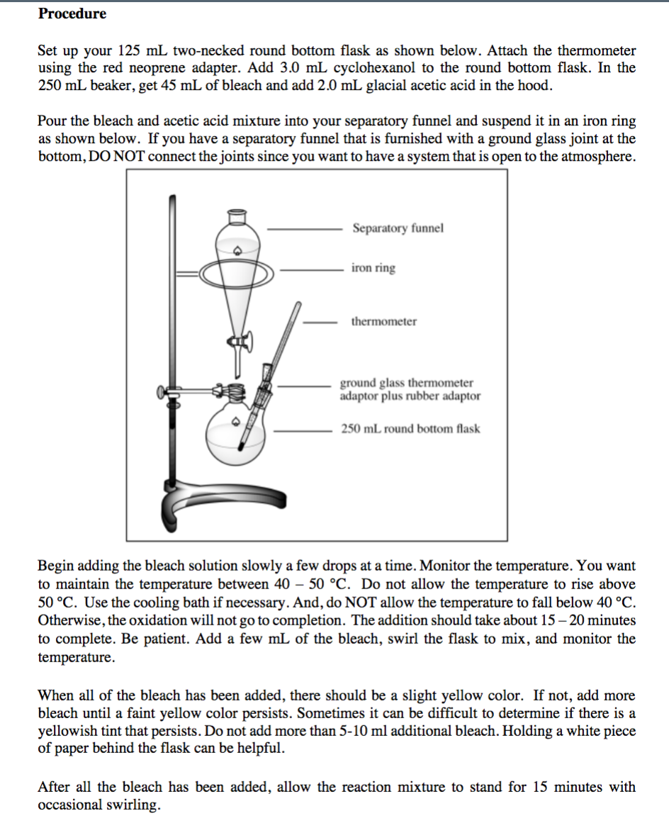 Solved Experiment 2: Oxidation of Cyclohexanol with | Chegg.com