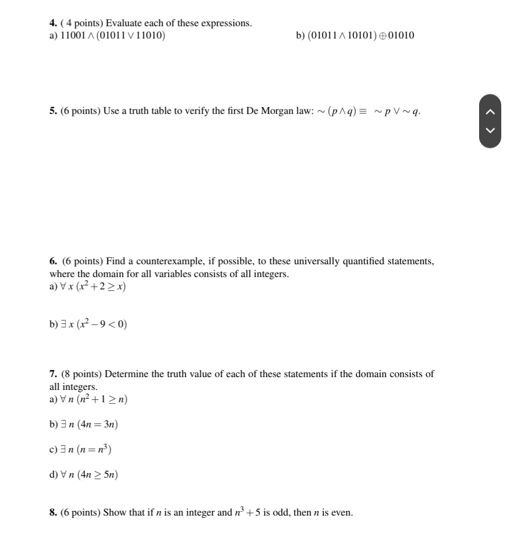 Solved 4. ( 4 points) Evaluate each of these expressions. a) | Chegg.com