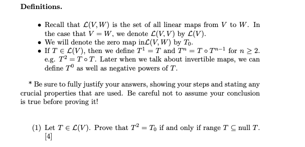 Solved Definitions Recall That L Vw Is The Set Of All Chegg Com