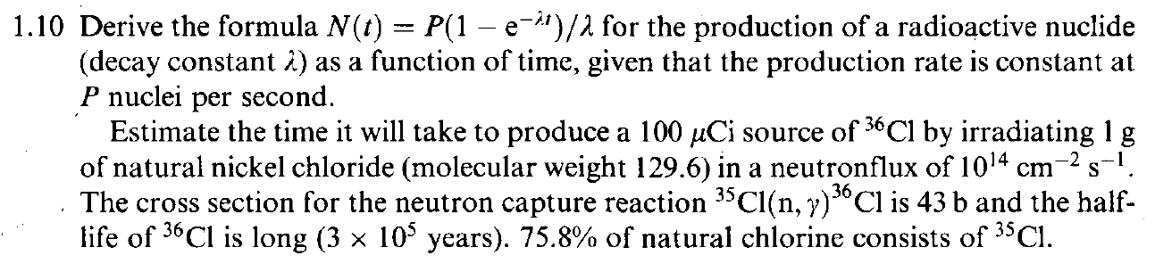 Solved 1.10 Derive the formula N(t) = P(1 – e-%)/2 for the | Chegg.com