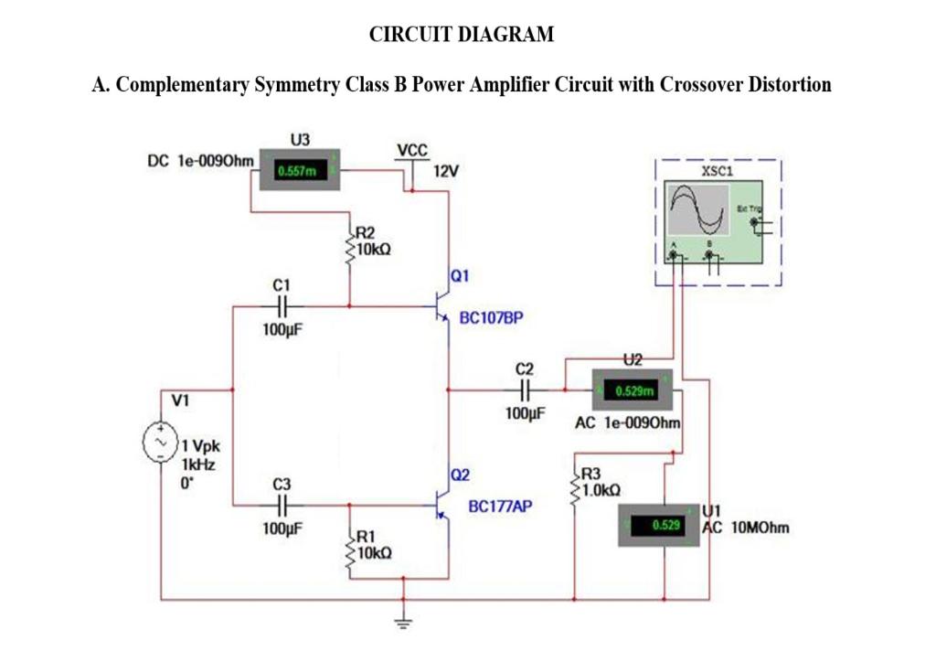 Solved CIRCUIT DIAGRAM A. Complementary Symmetry Class B | Chegg.com