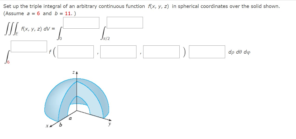 Solved Set up the triple integral of an arbitrary continuous | Chegg.com