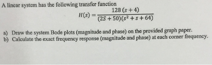 Solved A linear system has the following transfer function | Chegg.com